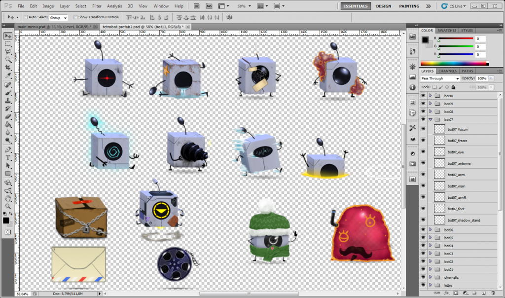 tetrobots in Photoshop